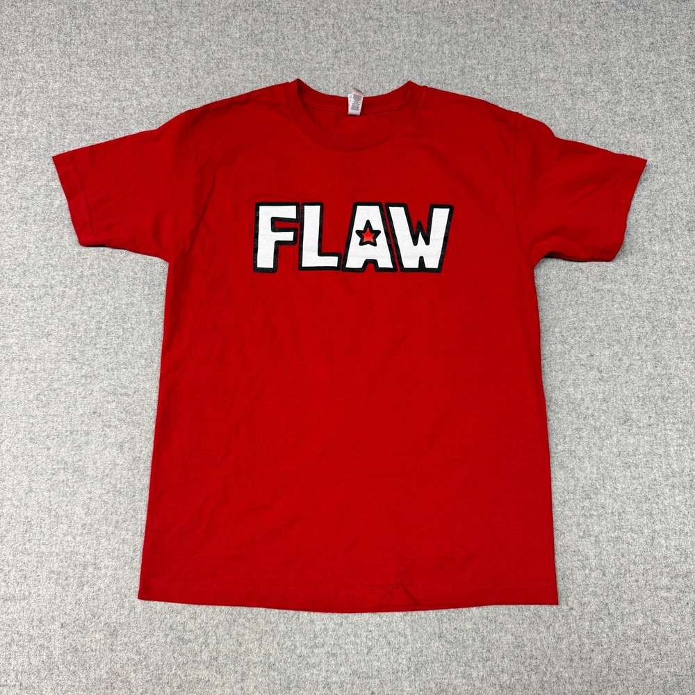 Alstyle Flaw Band Graphic T-Shirt Size M Red Short Sleeve Cotton Logo Star Tee